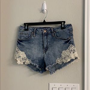 Blue jean lace shorts